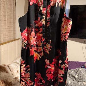 Dana Buchman Black and Red Floral Dress
